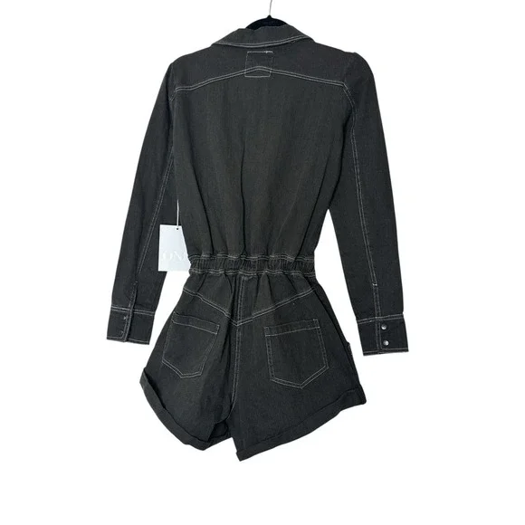 ONE TEASPOON Romper Jumpsuit Women's Small Revolve Black Onyx Denim Festival New